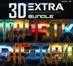 极品PS样式－50个高品质金属质感的3D字效(第二版/含PSD模板)：New 3D Extra Light T